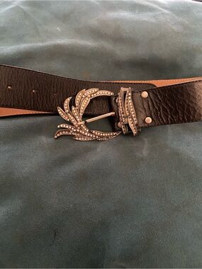 Leatherock Vintage Black Belt with stunning rhinestone studded buckle